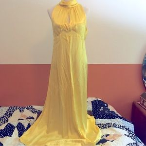 Floor length yellow lemon golden vintage 70s floor length gown